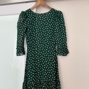 Reformation Green Sheath Dress with 3/4 Sleeves